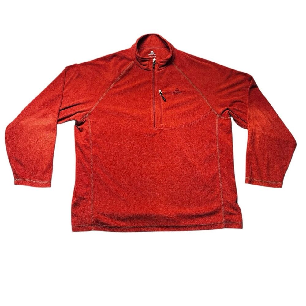 Ascend 1/4 Zip Pullover Men’s XXL Orange Fleece Long Sleeve Outdoor Polyester